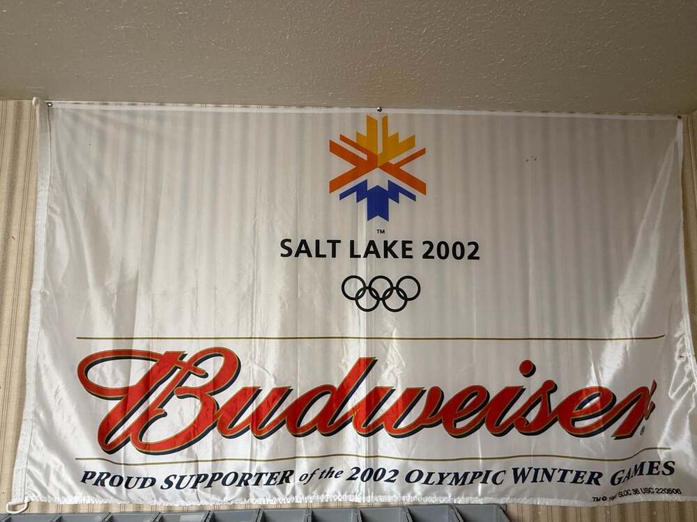 Vintage Budweiser Salt Lake 2002 Olympic Winter Games Banner